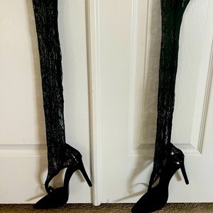 Lace thigh high sandals